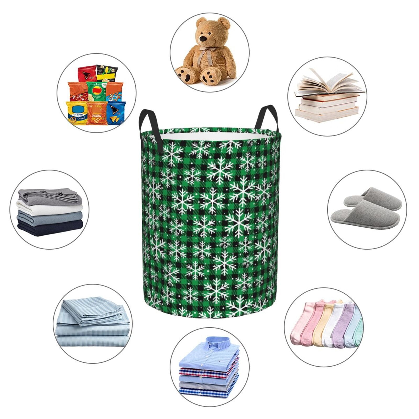 Large Laundry Basket with Handles - Christmas At Buffalo Plaid Kids Baby Dirty Clothes Laundry Hamper for Bedroom Aesthetic