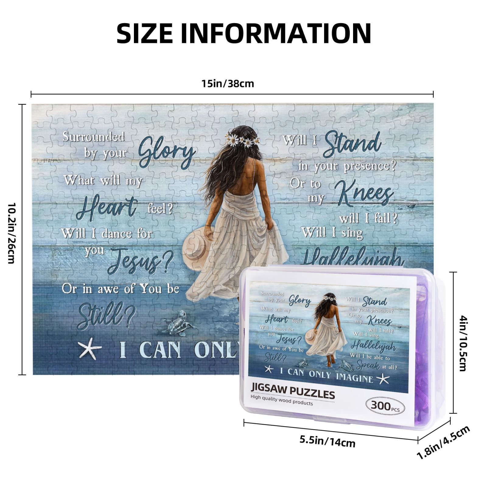 300 Pieces Jigsaw Puzzles for Adults African Woman - Black Women Beach Walking I Can Only Imagine Motivational Puzzles - Fun Family Game