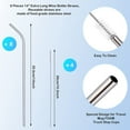 thumbnail image 2 of 8 Piece Straws 14 Inch Stainless Steel Long Drinking Straws for 100 oz Tumblers, Extra Reusable Metal Straws with Cleaning Brush 4 Pieces (Silver), 2 of 5