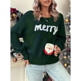 thumbnail image 3 of MIPREWUY Women Christmas Cute Sweaters Casual Letter Embroidery Comfy Warm Long Sleeve Pullover Basic Knitwear for Streetwear, 3 of 8