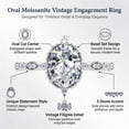 thumbnail image 3 of JeenMata 1.5 Carat Moissanite Oval Shape - Vintage Filigree Bezel 5-Stone Milgrain Decorative Engagement Ring In 18K White Gold Plating for Women, 3 of 10