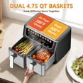 thumbnail image 3 of G-ocean Air Fryer with Dual/Double-Basket, 9.5 Quarts Large Capacity, Independent Temp Control, 10 Preset Modes, Black, 3 of 8