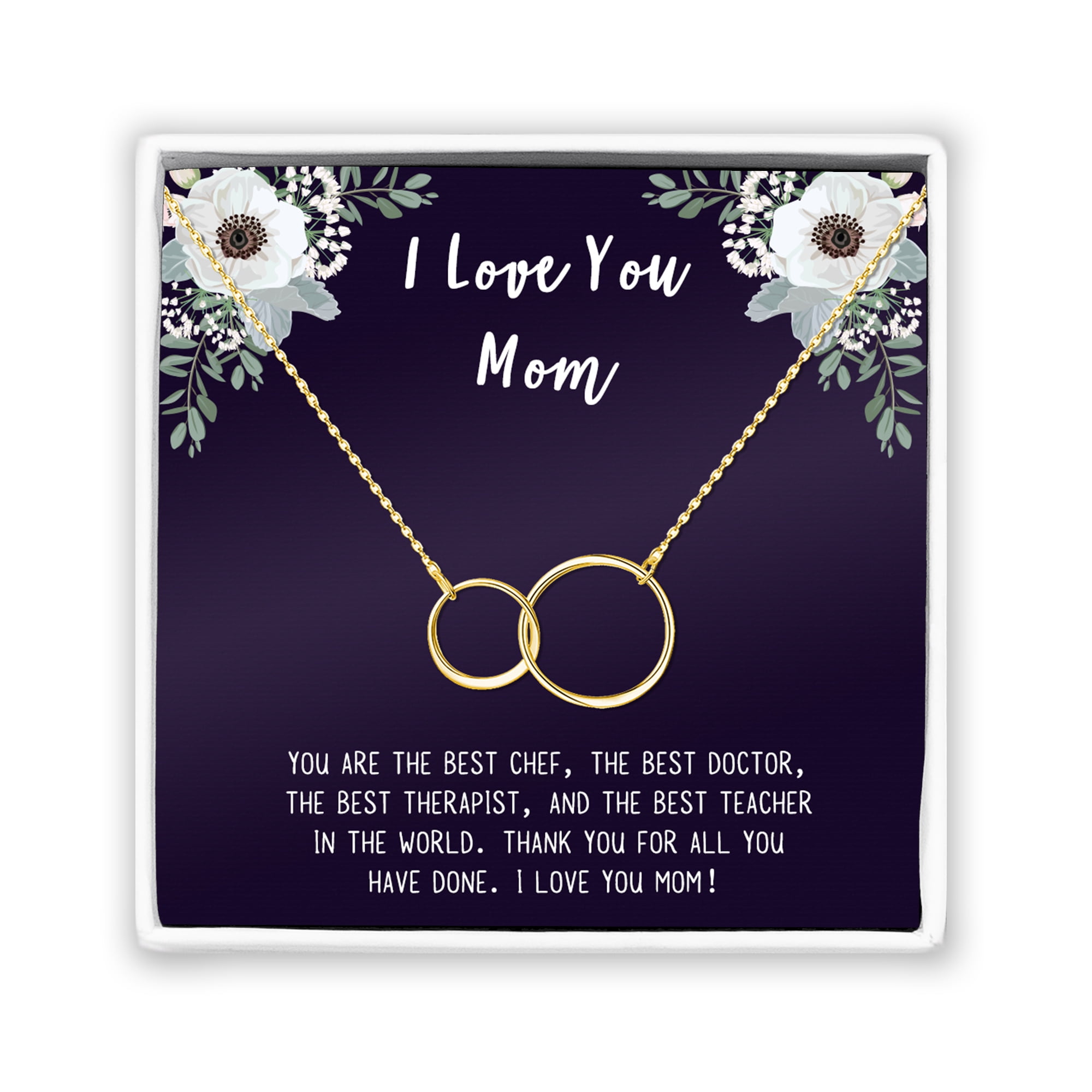 I Love You Mother's Day Infinity Card Necklace, Card and Neclace Jewelry for Mom, Gift for Her, Gift for Mom, Gift for Mother, Infinity Necklace Ship Next Day! [Gold, No-Personalized Card]