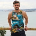 thumbnail image 6 of Lsque Vintage Pickup Sunflower Dog Pattern Mens Tank Tops Muscle Athletic Quick Dry Sleeveless Workout Fitness T Shirts Beach Tank Top, Loose-fit Sleeveless Shirt for Men-XX-Large, 6 of 7
