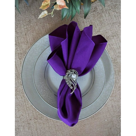 Wedding Linens Inc. (10 pcs) 17" x 17" Polyester Linen Napkins - Regency Purple