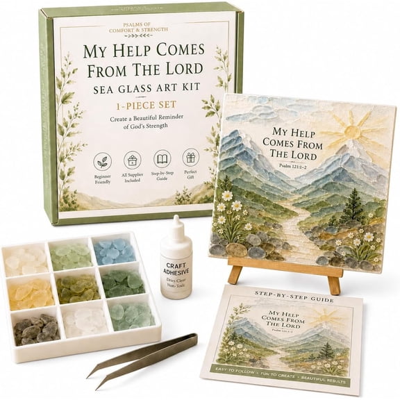Psalms of Comfort Sea Glass Art Kit, DIY Inspirational Mosaic Craft with Multiple Faith Designs