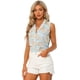 thumbnail image 1 of Camisa hawaiana para mujer Allegra K Blusa de playa con botones florales tropicales Azul claro XS, 1 of 4