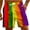 Multicolor-K, variant on Penkiiy Men Casual Fashion Rainbow Print Shorts Pants with Pockets Elastic Waist Color Block Beach Pants Artistic Short Pants 3XL Multicolor