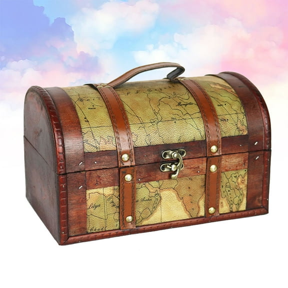 HOMEMAXS Antique Treasure Chest for Storage Made of Timber Brown Color Great for Jewelry and Home Decor 12.5x8.5x6 inches