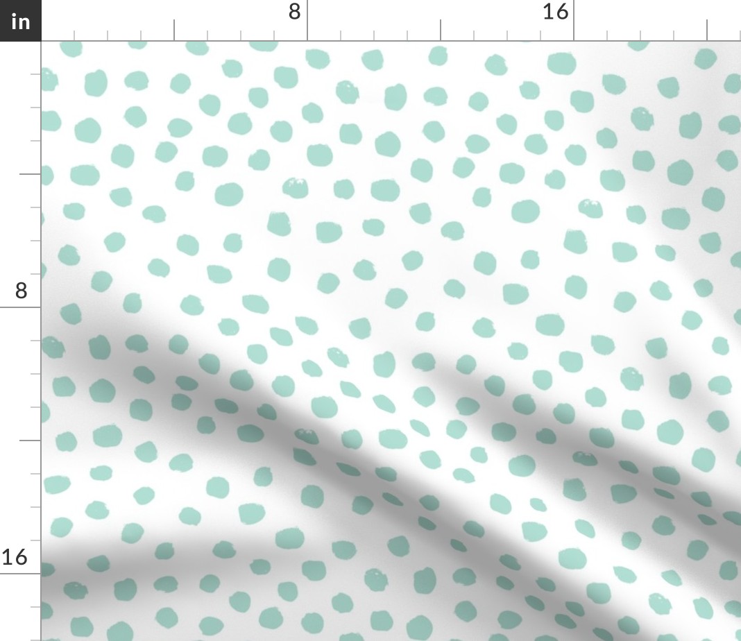 Spoonflower Fabric Dots Mint White Trendy Minimal Print Polka Printed