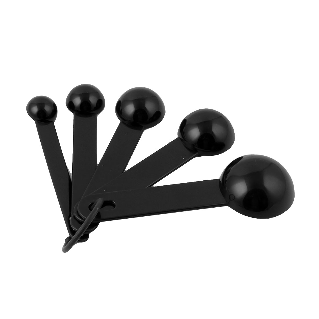 Unique Bargains Plastic Kitchen Tea Coffee Graduated Measuring Spoon 5 in 1 Black