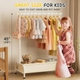 thumbnail image 2 of Kids Clothing Rack with Basket Small Dress Up Storage Short Toddler Dress Up Rack Kids Closet for Baby Clothes, White, 2 of 7