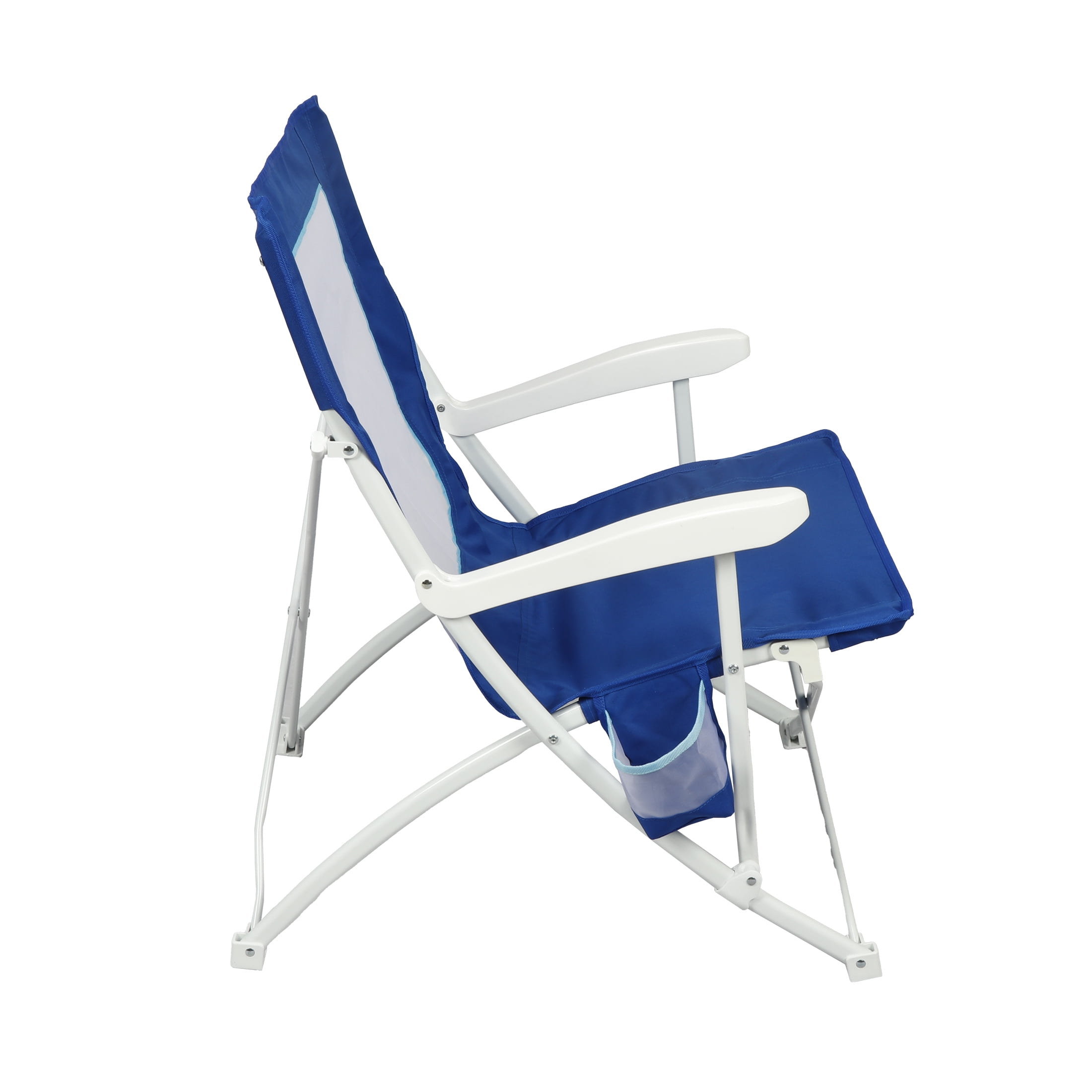 Mainstays Folding Hard Arm Beach Bag Chair with Carry Bag, Blue