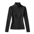 thumbnail image 6 of ClodeEU Women's Half Zip Turtleneck Long Sleeve Slim Fit Top,Stretchy Ribbed Knit Base Layer Shirt ,Women's S-XXL, 6 of 9