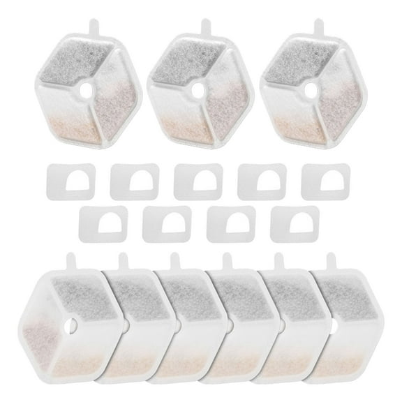 9Pieces Replacement Filters and 9Pieces Sponges Set for Wireless Pet Fountain Cats Drinking Fountain Keep Water Freshing