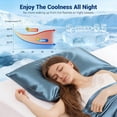 thumbnail image 3 of Aship Arc-Chill 3.0 Cooling Pillow Cases, Q-max >0.5 Jade-Infused Silky Pillowcase for Hair & Skin, Breathable & Moisture-Wicking, Hidden Zipper, Machine Washable, Queen 20''x30'', 2 Pack Haze Blue, 3 of 7