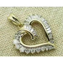 2 Ct Round Cut White Lab-Created Diamond Heart Pendant 14K Yellow Gold Plated