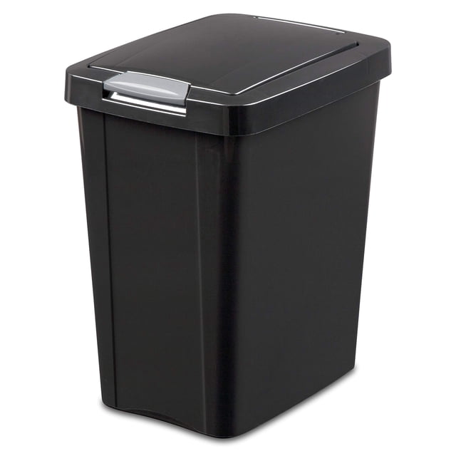 Basurero Sterilite 10439004, 28,4 L, tapa táctil de plástico negro