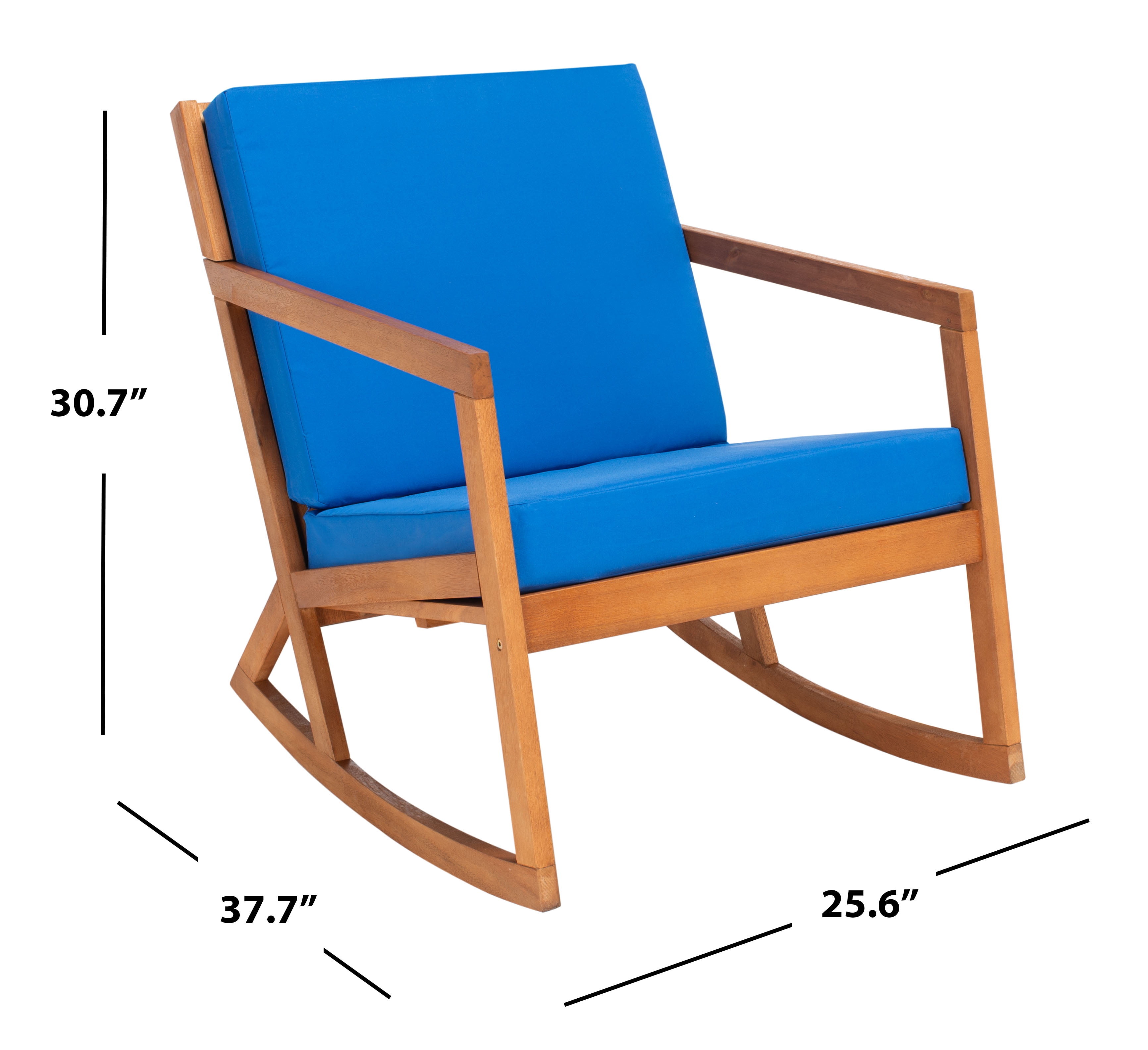 SAFAVIEH Vernon Outdoor Patio Rocking Chair, Natural/Royal Blue