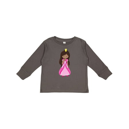 

Inktastic African American Princess Queen Gown Pink Dress Girls Long Sleeve Toddler T-Shirt