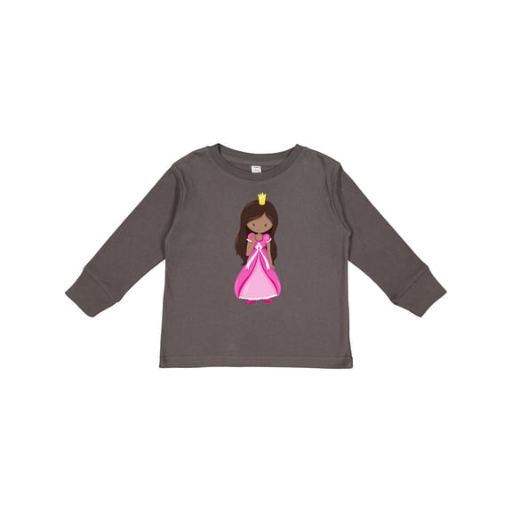 Inktastic African American Princess, Queen, Gown, Pink Dress Girls Long Sleeve Toddler T-Shirt