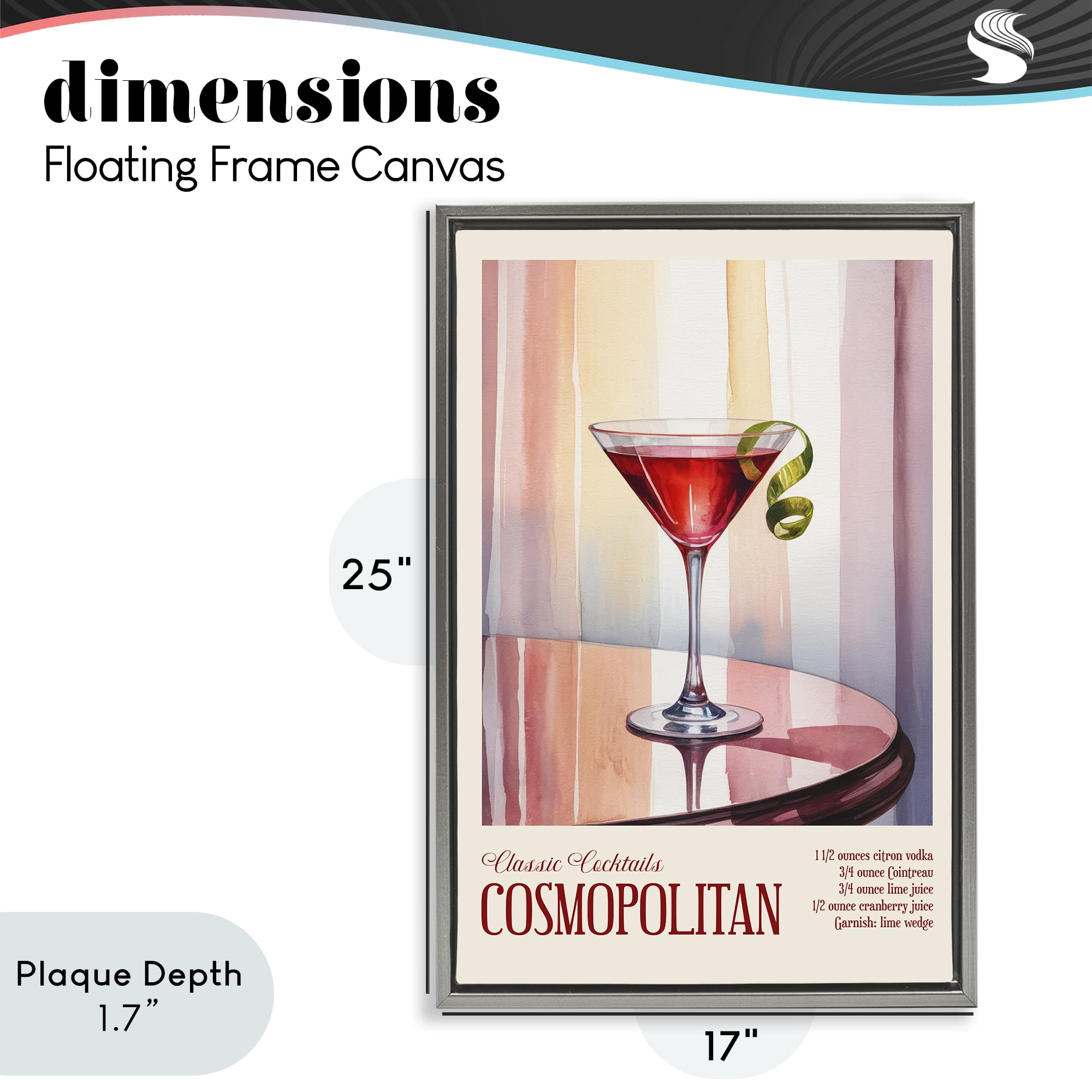 Stupell Industries Cosmopolitan on Reflective Table Gray Framed Floater Canvas Wall Art, design by Andreas Magnusson