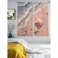 thumbnail image 3 of Summer Beaches Sheer Curtains 2 Panels Set Nautical Ocean Pink Wave Sea Nut Starfish Pearl Sheer Window Curtains Light Filtering Rod Pocket Voile Drapes for Bedroom Living Room 52"X72", 3 of 8
