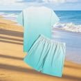 thumbnail image 4 of Zylanna Men's 2 Piece Outfit Sets, Gradient Color Casual Short Sleeve T-Shirt and Shorts Set Crew Neck Elastic Waist Loungewear for Vacation Daily Wear Sky Blue, 4 of 7