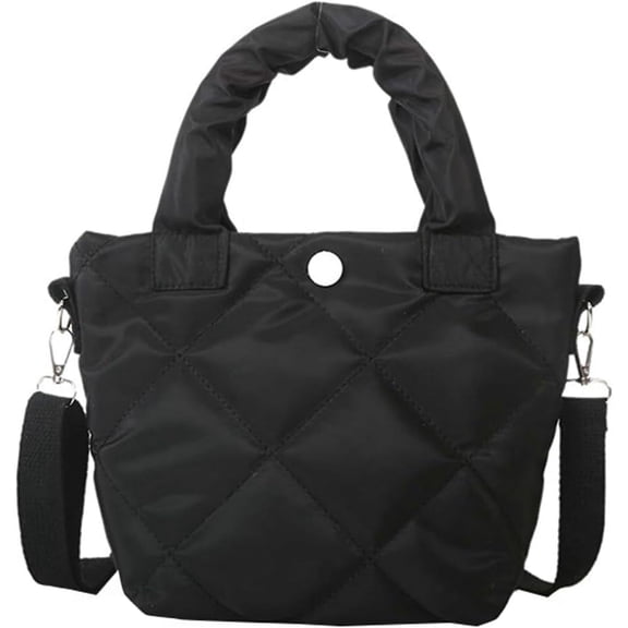 Kukuzhu Puffer Tote Bag Small Quilted Crossbody Bag Women Down Cotton Padded Shoulder Bag Lightweight Hobo Handbag