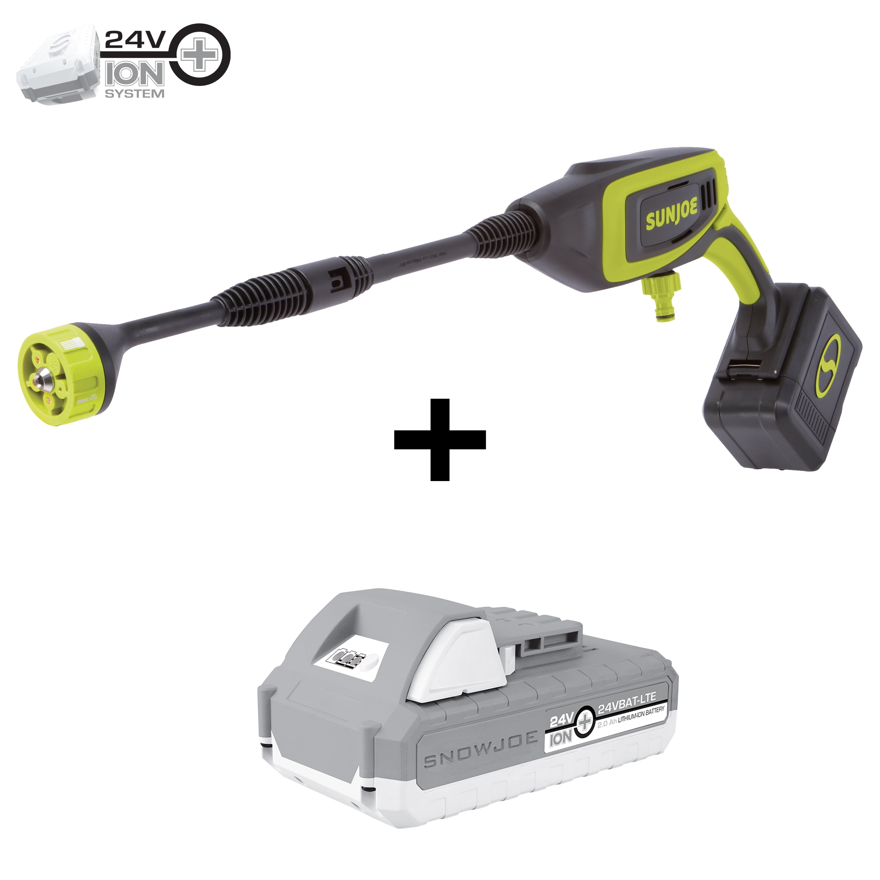 Sun Joe 24V Cordless Power Cleaner Kit, Accessories, 2.0Ah Battery
