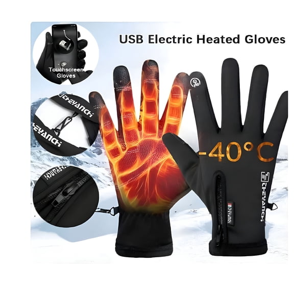 TELOLY Heated Gloves for Men Women Usb Electric Touchscreen Warm Gloves for Motorcycle Skiing Skating Snow Hiking,Xl