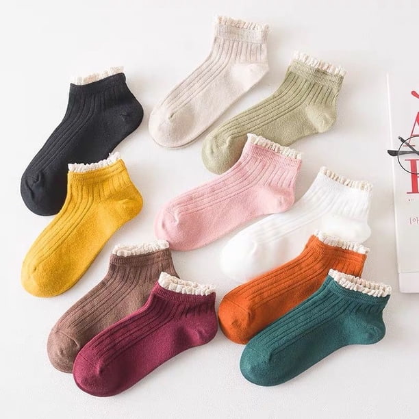 Calcetines para mujer, bonitos, de algodón, transpirables, de color morado, para verano, estilo universitario, para niñas, deportivos, náuticos, de moda