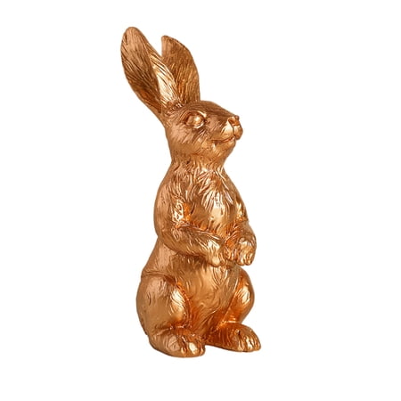 B 1Pc Resin Golden Bunny Rabbit Figurine Sitting Standing Lying Poses Metallic Finish Easter Garden Tabletop Mantel Decoration