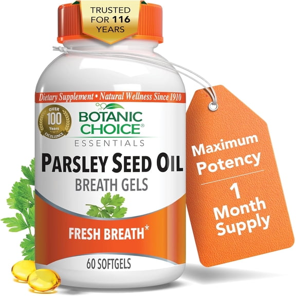 Botanic Choice Parsley Seed Oil - Breath Gels Breath Support Herbal Supplement, 60 softgels