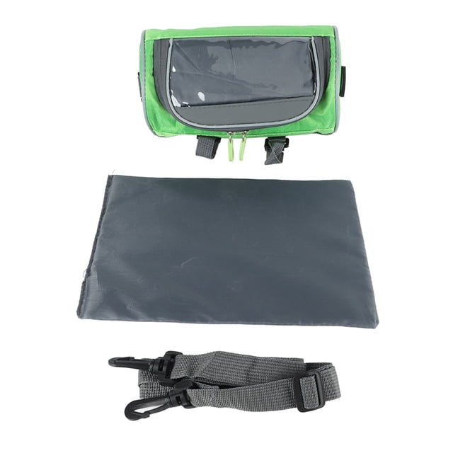 Bolsa impermeable para manillar de bicicleta, bolsa de almacenamiento frontal para ciclismo con correa de hombro desmontable para navegación por teléfono móvil, color verde