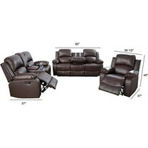 Mathur 3 Pieces Faux Leather Reclining Configurable Living Room Set