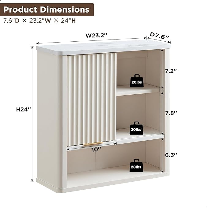 OKD Bathroom Storage Cabinet, Modern Medicine Cabinet with Adjustable Shelf for Kitchen & Living Room, Off White