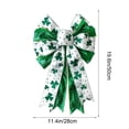 thumbnail image 3 of Cinvoph Green St. Patrick's Day Wreath Bows for Front Door Decorative Shamrock Clover Ribbon Indoor Outdoor Wall Party Supply 11.5"x19.5", 3 of 6