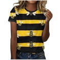 thumbnail image 2 of QUNYINEY Short Sleeve Womens Shirts Bee Pullover Crew Neck Casual Tops Loose Women's Tops, 2 of 4