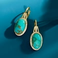 thumbnail image 4 of Ross-Simons Turquoise and .30 ct. t.w. White Topaz Drop Earrings in 18kt Gold Over Sterling, Women's, Adult, 4 of 6