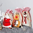 thumbnail image 2 of Bolsas de lino navideñas, bolsa de regalo bordada de Papá Noel para fiestas, bolsa de arpillera con diseño de muñeco de nieve y porta dulces., 2 of 5