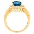 thumbnail image 4 of 2.78 ct Emerald Cut Natural London Blue Topaz with Simulated Diamond Halo Accents 14K Yellow Gold Womens Engagement Ring, 4 of 6