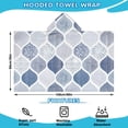 thumbnail image 2 of Blue and White Geometric Quatrefoil Pattern Hooded Bath Towel，60"x35" for Ages 3 To 12 Kids, Quick Dry Lightweight Soft Microfiber Hood Beach Towel Cover Up for Kids, 2 of 7
