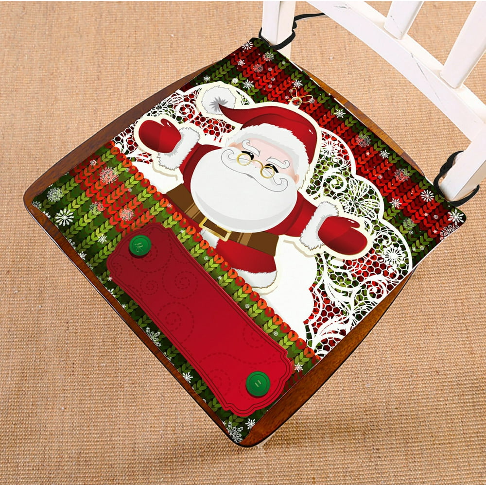 PHFZK Festival Chair Pad, Merry Christmas Santa Claus Saying Hello to