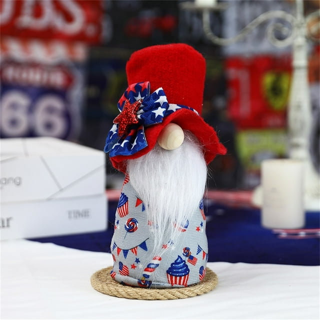 Xihbxyly Muñeca de Gnomo Patriótico, Decoración Del Día de La Independencia, Pareja de Gnomos Hecha a Mano, Decoración Festiva para El Hogar, Temática Del 4 de Julio, Día de Los Caídos y Día de Los V