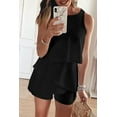 thumbnail image 1 of chicfine Women's Solid Ruffle Sleeveless Romper, Black, 1 of 6