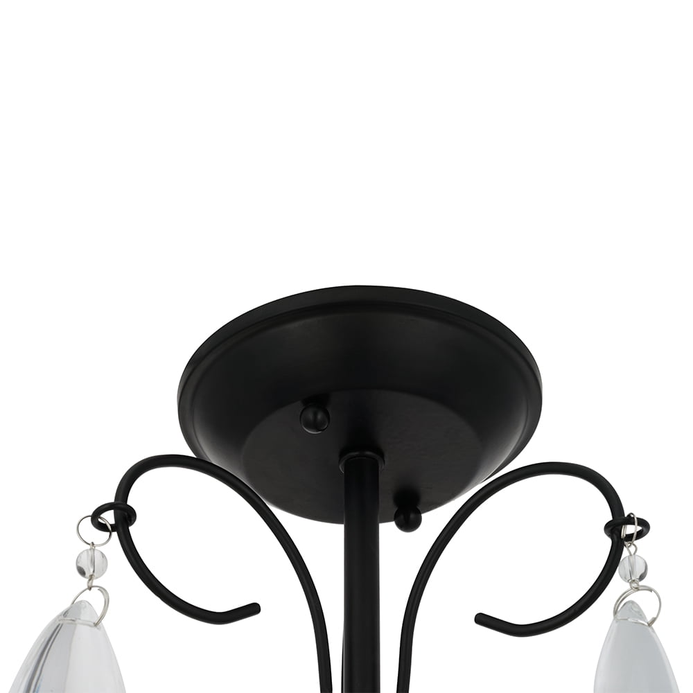 Cresswell Lighting 16" Traditional Dark Bronze 3-Light Flush mount Ceiling Light with Glass Beads, LED Bulbs Included