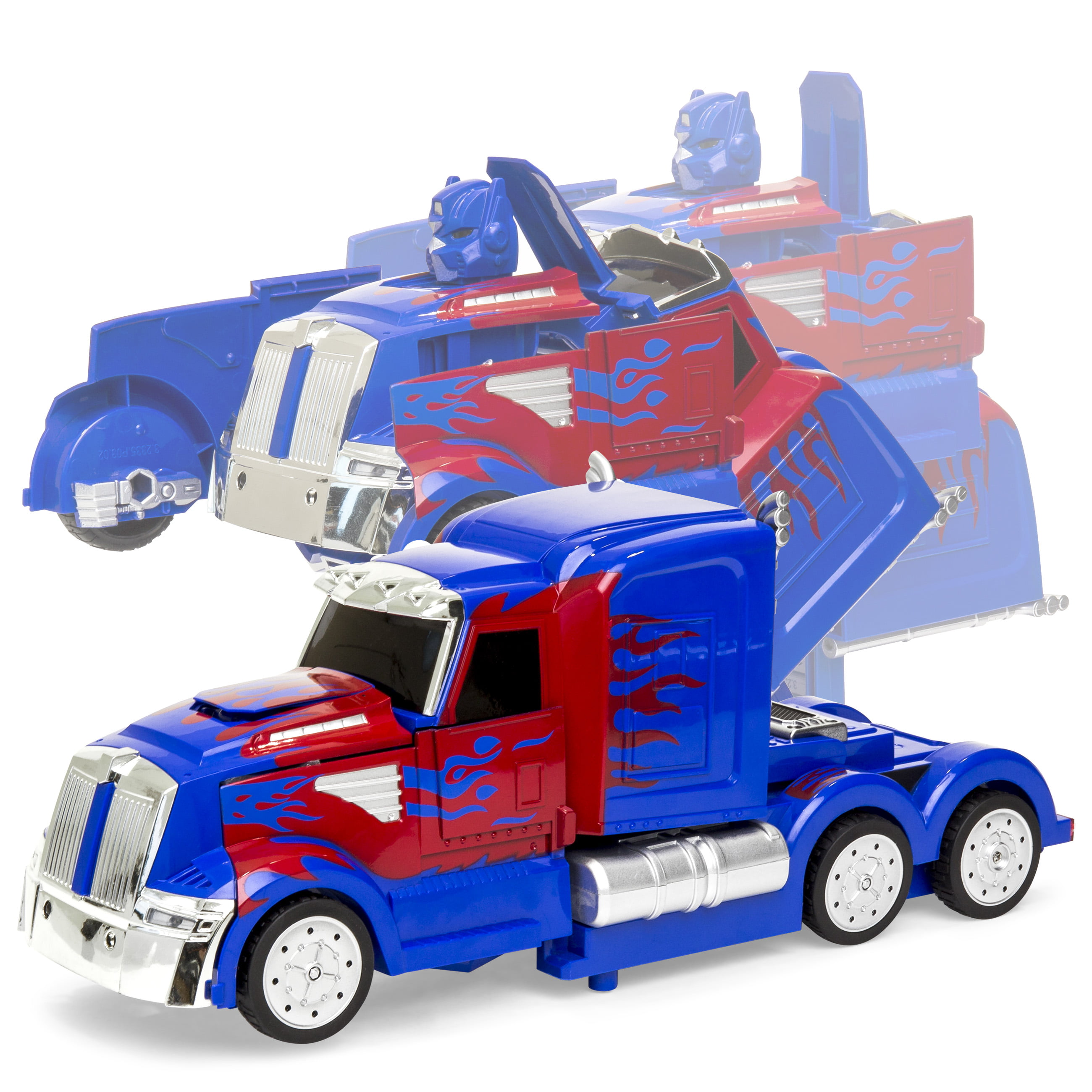 Best Products RC Transforming Toy Semi Truck Robot Car w/ Sounds, 360 Spinning, Rapid - Red - Walmart.com