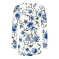 thumbnail image 4 of Women's Long Sleeve Shirts Fashion Floral Print Dressy Blouses Casual V-Neck Shirt Pullover Loose Work Tops Spring Summer Outdoor,Beach,Vacation Top Style05 S, 4 of 5