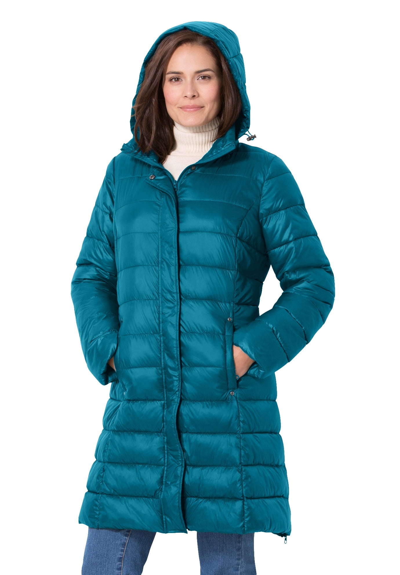 Woman Within Womens Plus Size Packable Puffer Jacket